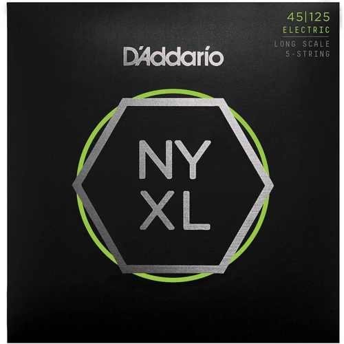 D'Addario NYXL45125 Nickel Wound Bass Guitar Strings, 5-String 45-125, Long Scale