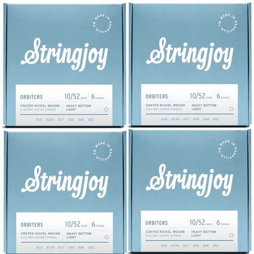 Stringjoy Orbiters | (10-52) Coated Nickel Wound Electric Guitar Strings 4 Sets