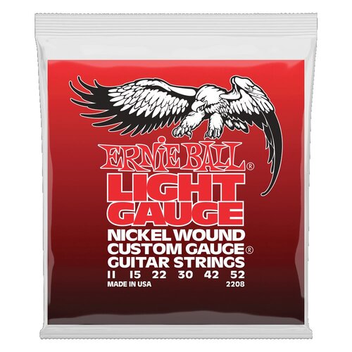 Ernie Ball Light Nickel Wound with Wound G Electric Guitar Strings, 11-52 Gauge