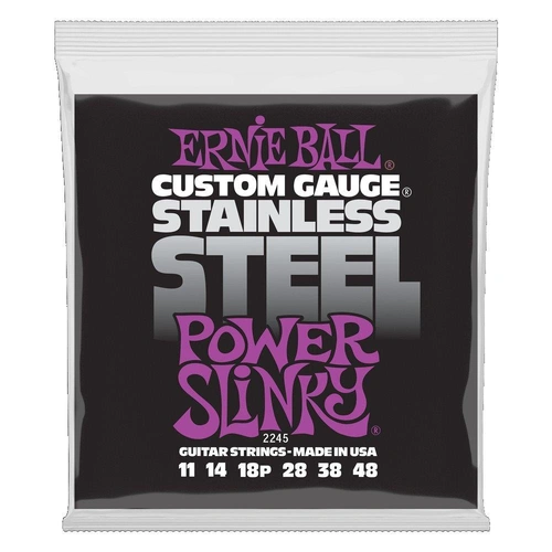 Ernie Ball Power Slinky Stainless Steel Wound Electric Guitar String 11-48 Gauge
