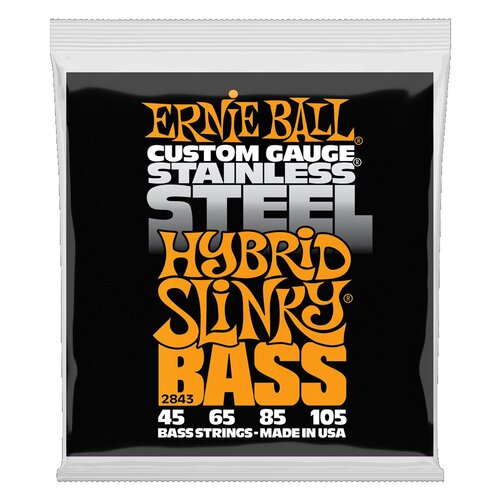 Ernie Ball Hybrid Slinky Stainless Steel Electric Bass Strings, 45-105 Gauge