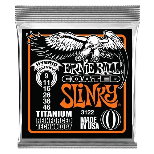 Ernie Ball Hybrid Slinky Coated Titanium RPS Electric Guitar Strings, 9-46 Gauge