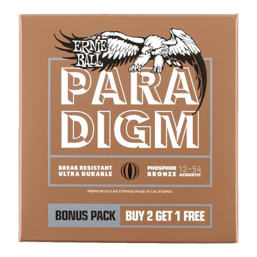 Ernie Ball Paradigm Medium Light Phosphor Bronze Acoustic Guitar Strings 3 Pack