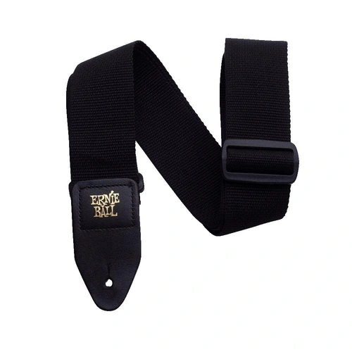 Ernie Ball black Quality Durable Leather Ends Polypro Guitar Strap, Black 41in-72in