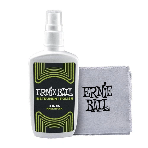Ernie Ball Proprietary Polish with Microfiber Polish Cloth With Stitched Edge