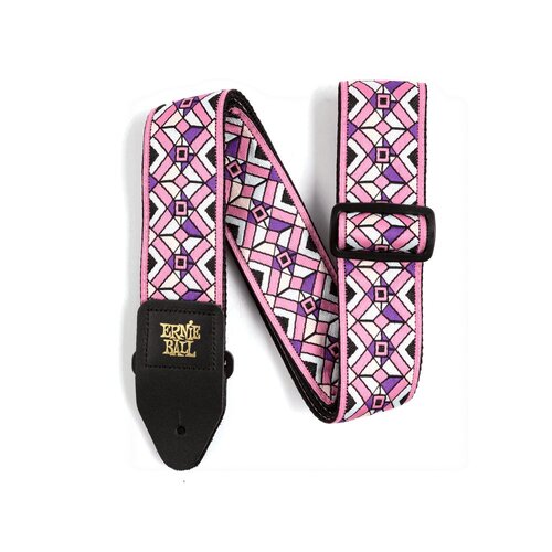 Durable And Comfortable Premium Leather Ends Kaleidoscope Pink Jacquard Strap