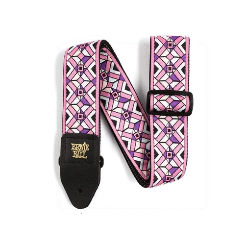 Durable And Comfortable Premium Leather Ends Kaleidoscope Pink Jacquard Strap