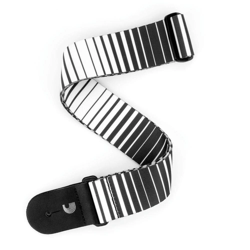 D'Addario Polyester Guitar Strap, Optical Art, White Stripes