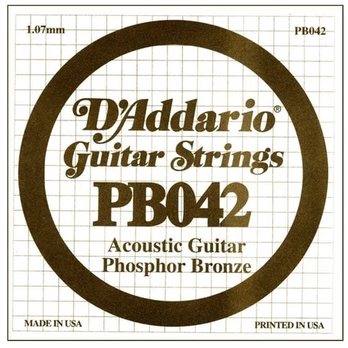 D'Addario Phosphor bronze .042 Acoustic Guitar String , Single String
