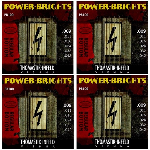 4 sets Thomastik-Infeld PB109 Power Bright Regular Bottom Electric Guitar Strings 9-42