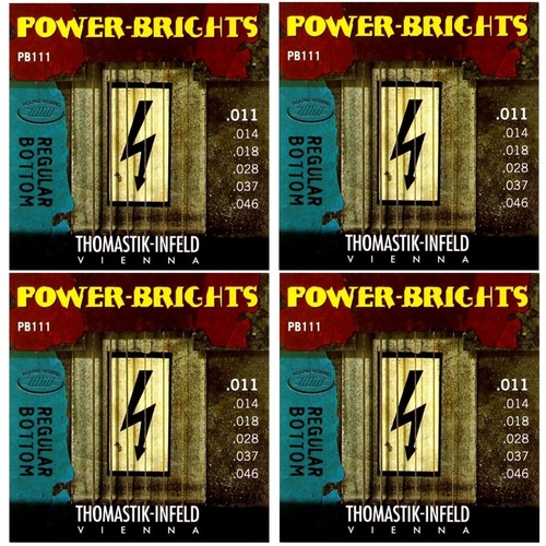4 sets Thomastik-Infeld PB111 Power Bright Regular Bottom Electric Guitar Strings 11-46
