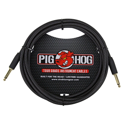 Pig Hog Black Woven Instrument Cable, 10ft.