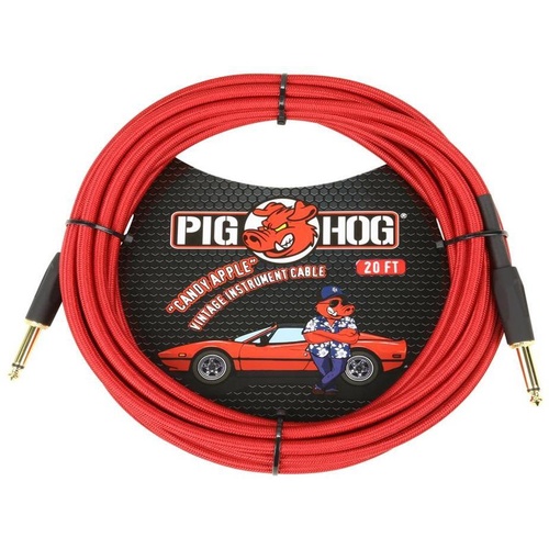 Pig Hog Candy Apple Red Instrument Cable, 20ft