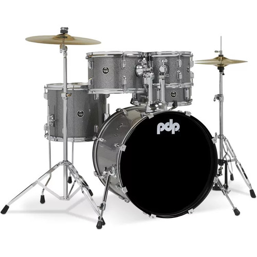 PDP Center Stage  5-piece Complete Drum Set with Cymbals - Silver Sparkle