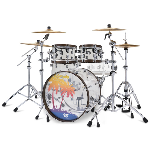 PDP 25th-Anniversary 5-piece Clear Acrylic Drum Kit Inc Snare and Hardware