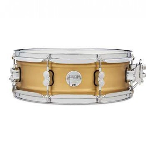 PDP Concept Brass Snare Drum - 5-inch x 14-inch, Natural Satin Brushed Brass with Chrome Hardware