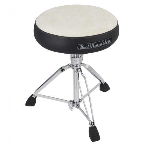 Pearl Roadster 15" Vented Round  Cloth White Cushion Drum Throne