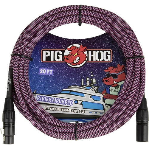 Pig Hog Riviera Purple Woven High Performance XLR Mic Cable, 20 Feet