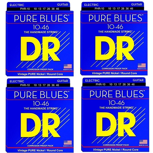 DR Strings PHR-10 Pure Blues  Electric Guitar Strings 10-46 - 4 Sets