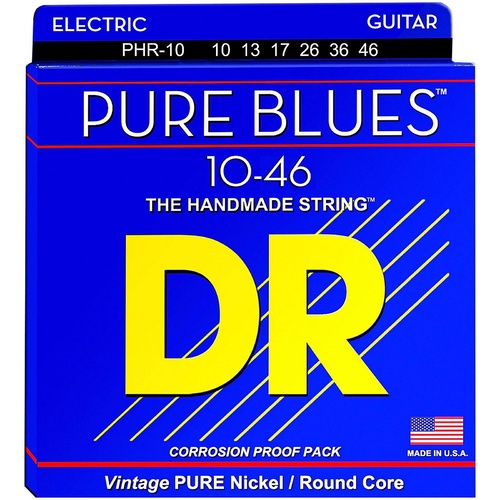 DR Strings PHR-10 Pure Blues Medium Nickel Electric Guitar Strings 10-46