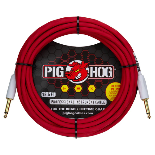 Pig Hog Hex Series Silent Instrument Cable 18.5 ft Candy Apple Red