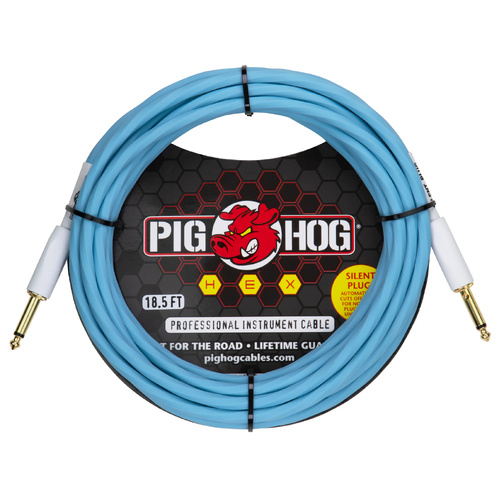 Pig Hog Hex Series Silent Instrument Cable 18.5 ft  Daphne Blue