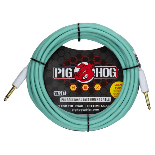 Pig Hog Hex Series Silent Instrument Cable 18.5 ft  Seafoam green