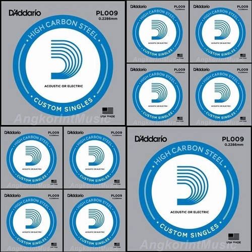 10 x D'Addario PL009 Plain Steel Electric Single Guitar String 10 x.009 Strings