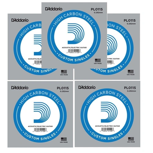D'Addario Plain Steel Guitar Single String for Electric / Acoustic Guitar , .0115 x 5