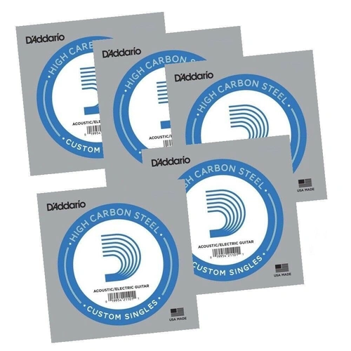 5 x D'Addario PL013 Single Plain Steel .013 Acoustic or Electric Guitar Strings