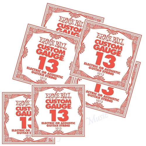 Ernie Ball Plain Steel Single Guitar String .013 Gauge Pack of 6 strings - Made in USA