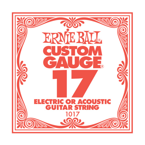 Ernie Ball Nickel Plain Single Guitar String .017 Gauge Pack of 6 strings PO1017