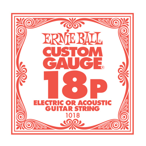  Ernie Ball Nickel Plain Single Acoustic/Electric Guitar String .018 Gauge