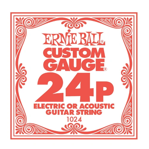  Ernie Ball Nickel Plain Single Acoustic/Electric Guitar String .024 Gauge 1024