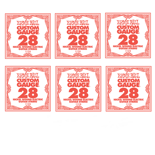 6 x Ernie Ball Nickel Wound Single Electric Guitar String .028 Gauge PO1128