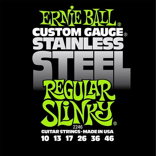 Ernie Ball 2246 Stainless Steel Regular Slinky Electric Guitar Strings 10 - 46  
