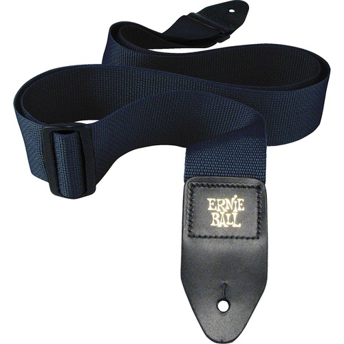 Ernie Ball Polypro Guitar Strap Leather Ends Navy Adjustable Way Long - PO4049