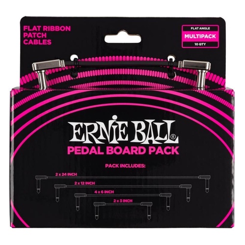 Ernie Ball Flat Ribbon Patch Cables Pedalboard - Multi Pack Inc 10 Cables