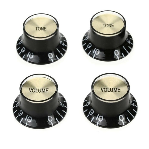 Gibson Accessories Top Hat Style Knobs w/Metal Insert - Black  w/Gold