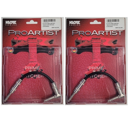 2 Packs Klotz Pro Artist 15cm Patch Cables - Straight to Angle