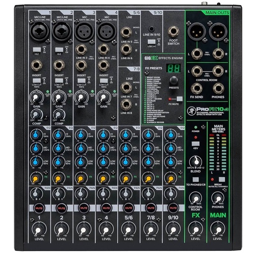 Mackie ProFX10v3 10-channel Compact Mixer with USB & Effects PROFX10