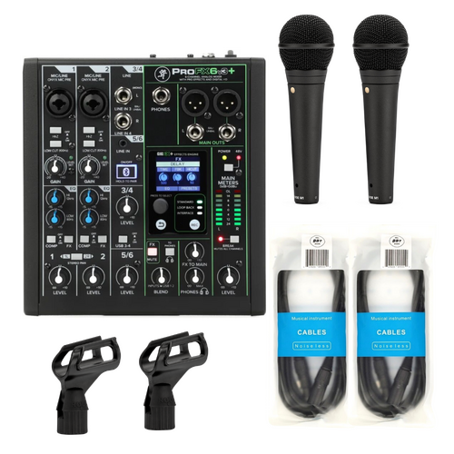 Mackie ProFX6v3+ 6-channel Mixer - 2 x RODE M1 Microphones - 2 x XLR Cables Bundle