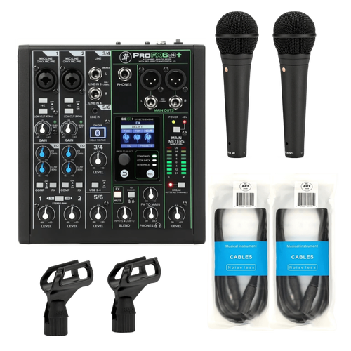 Mackie ProFX6v3+ 6-channel Mixer - 2 x RODE M1 Microphones - 2 x XLR Cables Bundle