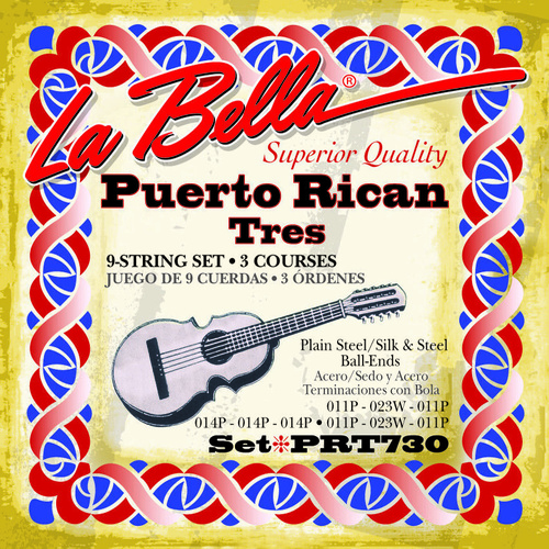 La Bella PRT730 Puerto Rican Tres Set 9-String Set 3 Couurses Silk and steel