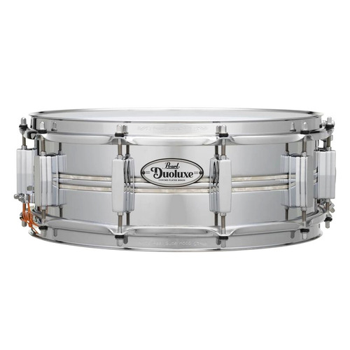 Pearl Duoluxe Snare Drum - 14" X 5" - Dual Beaded Chrome Brass W/Inlay 