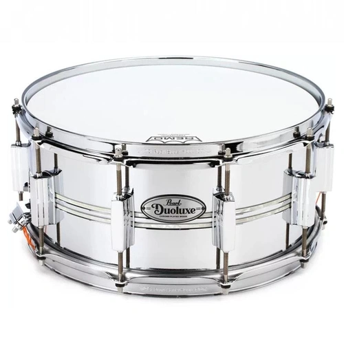 Pearl Duoluxe Snare Drum - 14" X 6.5" - Dual Beaded Chrome Brass W/Inlay