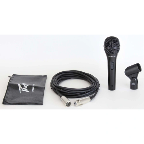 Peavey PVi2 Dynamic Cardioid Microphone Black with XLR Cable mic clip and bag