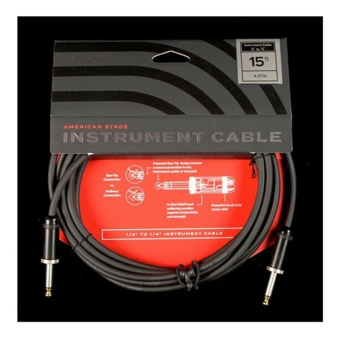 Planet Waves American Stage Instrument Cable - 15', Straight to Straight Ends