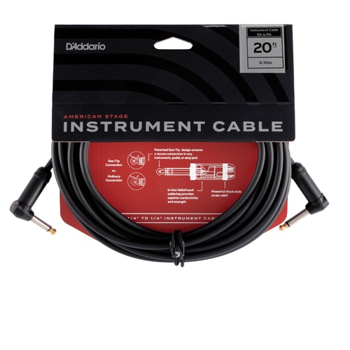 Planet Waves American Stage Instrument Cable 20', Dual Right Angle 