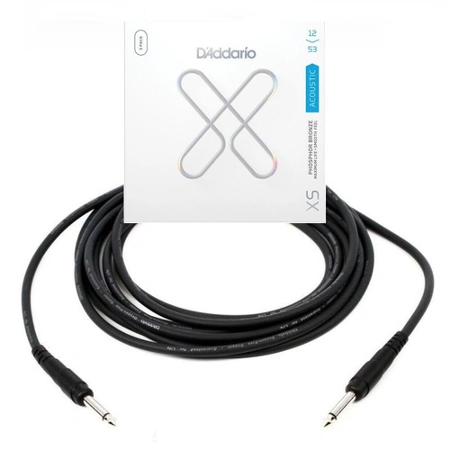 D'Addario 3 Sets XSAPB1253 Acoustic Guitar Strings c/w 20-foot Instrument Cable